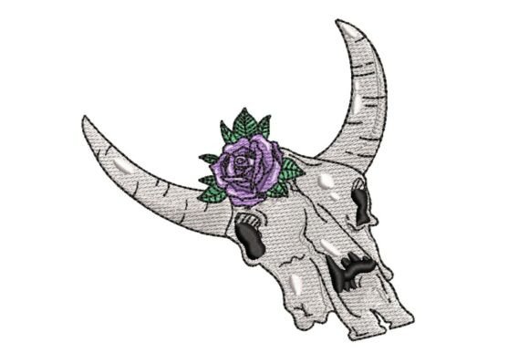 Review: Floral Bull Skull Embroidery Design for Etsy Shops
