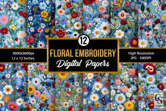 Review: Spring Floral Embroidery Digital Papers for Real Projects