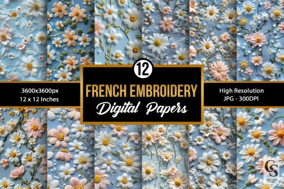Reviewing French Daisy Embroidery Seamless Pattern