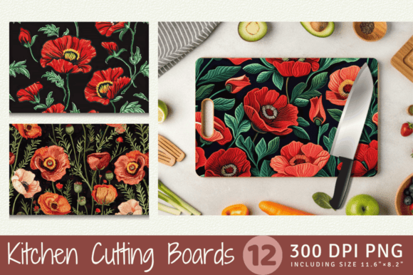 Reviewing Poppy Flowers Embroidery Cutting Boards Design